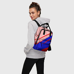 Рюкзак женский Красно-синий текстурный с полосами, цвет: 3D-принт — фото 2