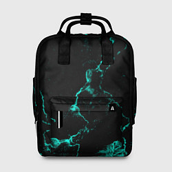 Рюкзак женский Неоновый абстрактный черный и зеленый мрамор, цвет: 3D-принт