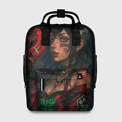 Рюкзак женский Девушка с маской киберпанк, цвет: 3D-принт