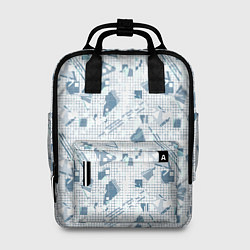 Рюкзак женский Мемфис синий с серым клетчатый геометрический узор, цвет: 3D-принт