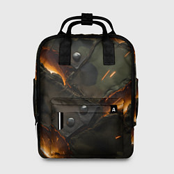 Рюкзак женский Порванная камуфляжная ткань с огнем, цвет: 3D-принт