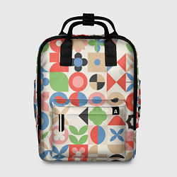 Женский рюкзак Геометрический узор с цветочными элементами - ретр