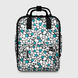 Женский рюкзак Мелкий синий белый мозаичный узор на черном