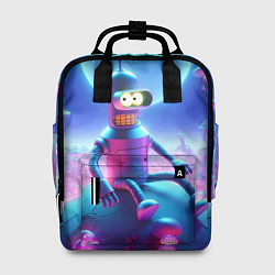 Рюкзак женский Bender bending robot on the amazing neon mushroom, цвет: 3D-принт