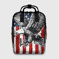 Рюкзак женский Орел на фоне американского флага USA, цвет: 3D-принт