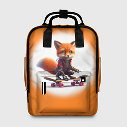 Рюкзак женский Cyber fox cub is a cool skateboarder - ai art, цвет: 3D-принт