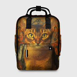 Рюкзак женский Абиссинская кошка на фоне кирпичной стены с граффи, цвет: 3D-принт