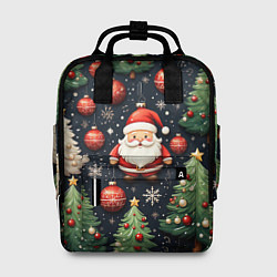 Женский рюкзак Новый год паттерн Дед мороз