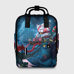 Рюкзак женский Санта с динозавром, цвет: 3D-принт