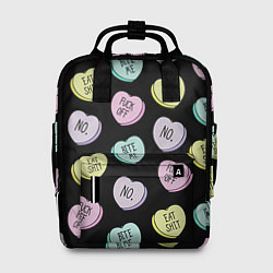 Рюкзак женский Сердца с надписями, цвет: 3D-принт