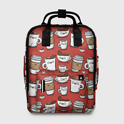 Рюкзак женский Веселые чашки кофе, цвет: 3D-принт