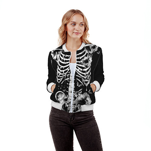 Женский бомбер Floral Skeleton / 3D-Белый – фото 3