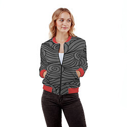 Бомбер женский Gray pattern, цвет: 3D-красный — фото 2