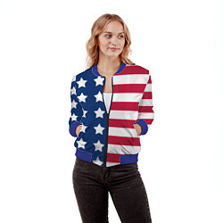 Бомбер женский USA Flag, цвет: 3D-синий — фото 2