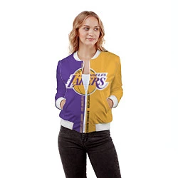 Бомбер женский NBA: LA Lakers, цвет: 3D-белый — фото 2