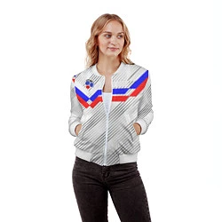 Бомбер женский Российский футбол, цвет: 3D-белый — фото 2