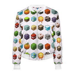 Бомбер женский Minecraft Cubes, цвет: 3D-белый