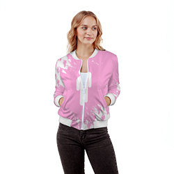 Бомбер женский Billie Eilish: Pink Style, цвет: 3D-белый — фото 2
