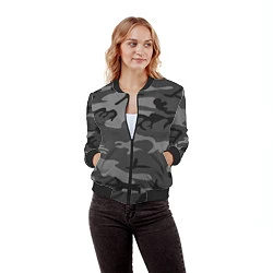 Бомбер женский Военный камуфляж, цвет: 3D-черный — фото 2