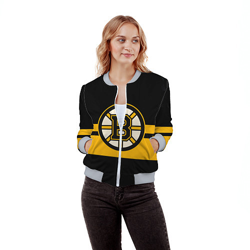 Женский бомбер BOSTON BRUINS NHL / 3D-Меланж – фото 3