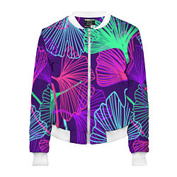 Бомбер женский Neon color pattern Fashion 2023, цвет: 3D-белый