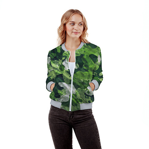 Женский бомбер Camouflage Pattern Камуфляж Паттерн / 3D-Меланж – фото 3