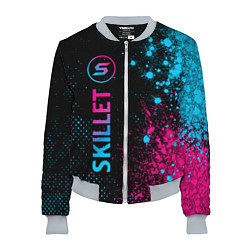 Бомбер женский Skillet - neon gradient: по-вертикали, цвет: 3D-меланж