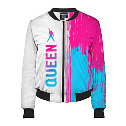 Бомбер женский Queen neon gradient style: по-вертикали, цвет: 3D-черный