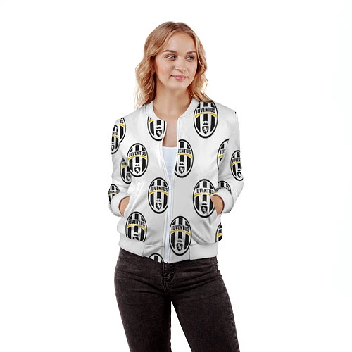 Женский бомбер Juventus Pattern / 3D-Белый – фото 3