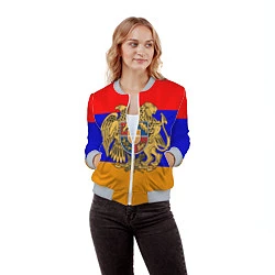 Бомбер женский Герб и флаг Армении, цвет: 3D-меланж — фото 2