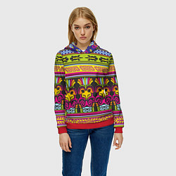 Толстовка-худи женская Мексика, цвет: 3D-красный — фото 2