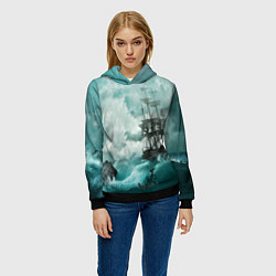Толстовка-худи женская Море, цвет: 3D-черный — фото 2