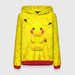 Толстовка-худи женская Pikachu, цвет: 3D-красный