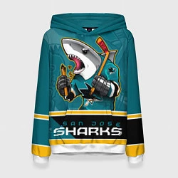 Толстовка-худи женская San Jose Sharks, цвет: 3D-белый