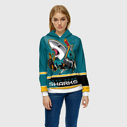 Толстовка-худи женская San Jose Sharks, цвет: 3D-белый — фото 2