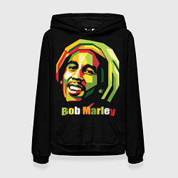 Толстовка-худи женская Bob Marley Smile, цвет: 3D-черный