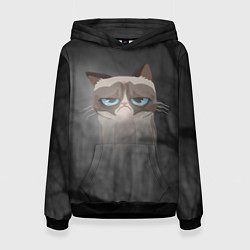 Толстовка-худи женская Grumpy Cat, цвет: 3D-черный