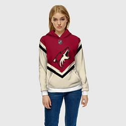 Толстовка-худи женская NHL: Arizona Coyotes, цвет: 3D-белый — фото 2