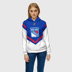 Толстовка-худи женская NHL: New York Rangers, цвет: 3D-белый — фото 2