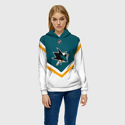 Толстовка-худи женская NHL: San Jose Sharks, цвет: 3D-белый — фото 2