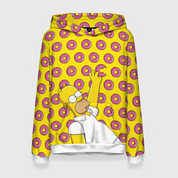 Толстовка-худи женская Пончики Гомера Симпсона, цвет: 3D-белый