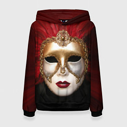 Толстовка-худи женская Венецианская маска, цвет: 3D-черный