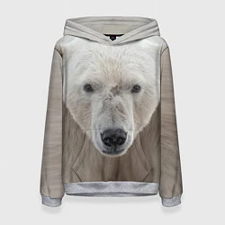 Толстовка-худи женская Белый медведь, цвет: 3D-меланж