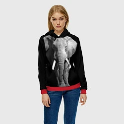 Толстовка-худи женская Старый слон, цвет: 3D-красный — фото 2