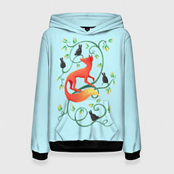 Толстовка-худи женская Милая лисичка, цвет: 3D-черный