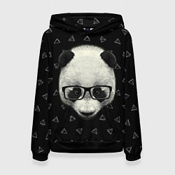 Толстовка-худи женская Умная панда, цвет: 3D-черный