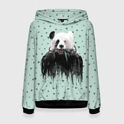 Толстовка-худи женская Панда-художник, цвет: 3D-черный