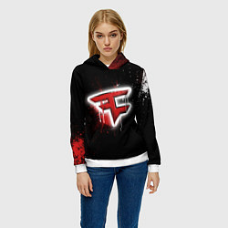 Толстовка-худи женская FaZe Clan: Black collection, цвет: 3D-белый — фото 2