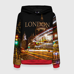 Толстовка-худи женская Улицы Лондона, цвет: 3D-красный