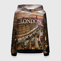 Толстовка-худи женская Улицы старого Лондона, цвет: 3D-черный